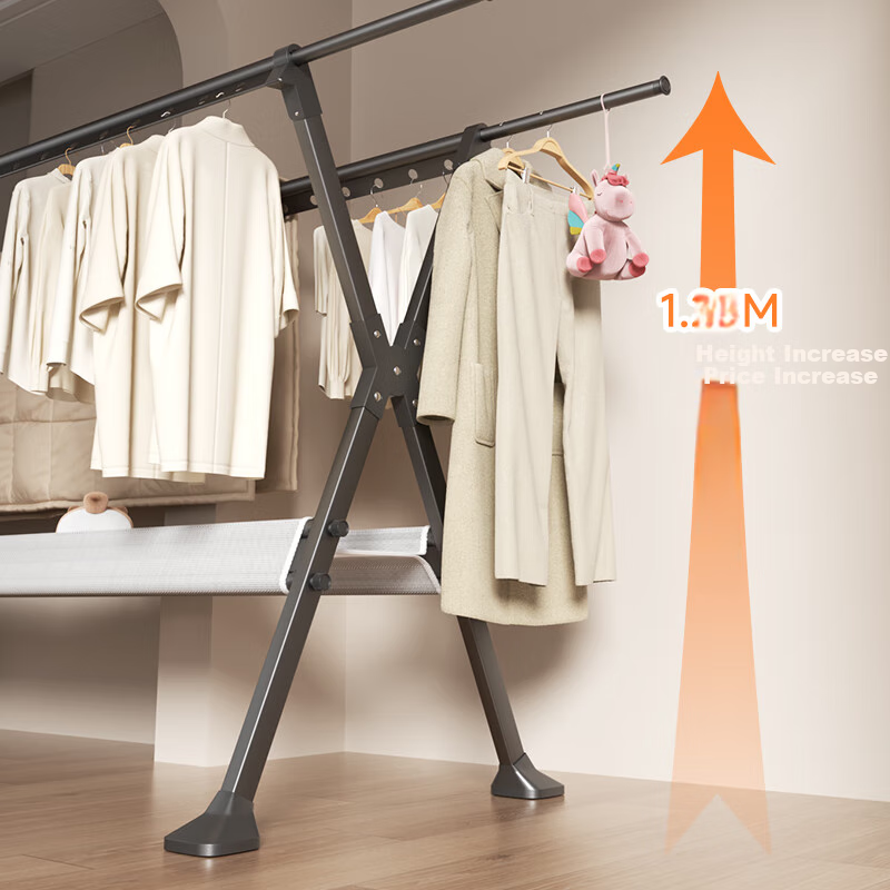 StableNah Floor Standing Clothes Drying Rack Balcony Aluminum Alloy Clothes Hanger WN-L3713GW