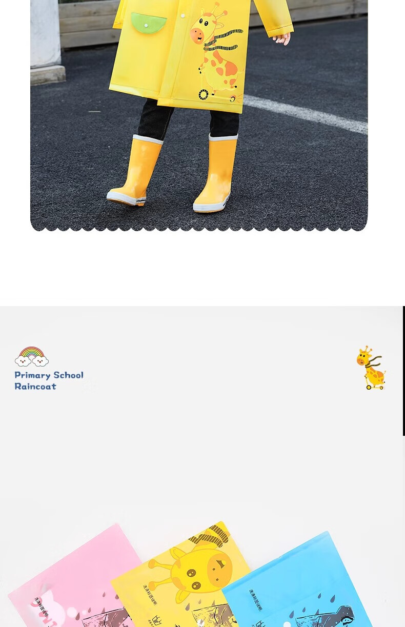 KEYRU Children's Raincoat for Elementary School Students And Kindergarteners with Backpack Space, Full-Body Waterproof Extended Raincoat for Boys And Girls 9