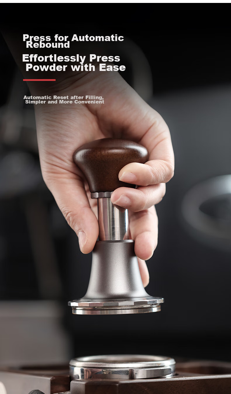 Hero Jianqi Hengli Coffee Tamper, Italian Espresso Coffee Press, Anti-Pressure Tamper, 58mm, Natural Wood Color with Threaded Base 8