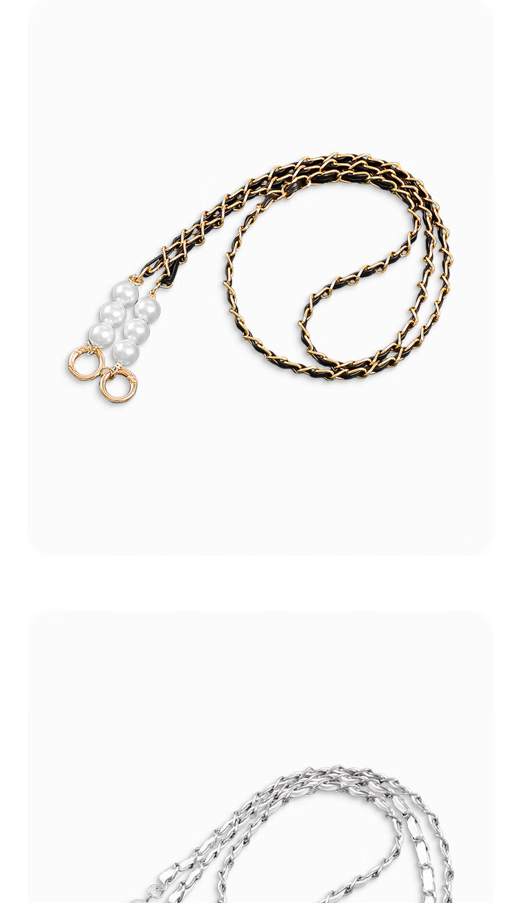 ESCASE Suitable for Huawei FreeBuds Lipstick2, Earphone Wrist Strap Pendant, Dopamine Chanel-Style Leather Strap with Pearl And Silver Chain, Pearl White 7
