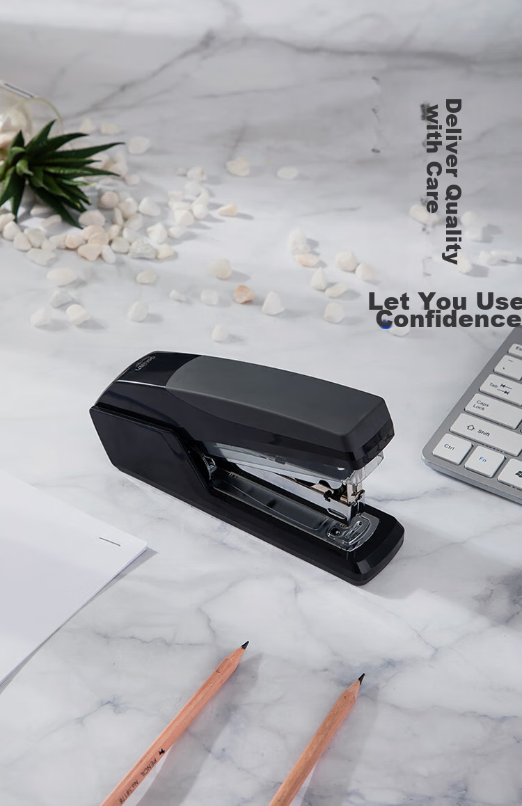 Deli Low-Force Stapler, Small Desktop Office Stationery for Students, Black 0367 5