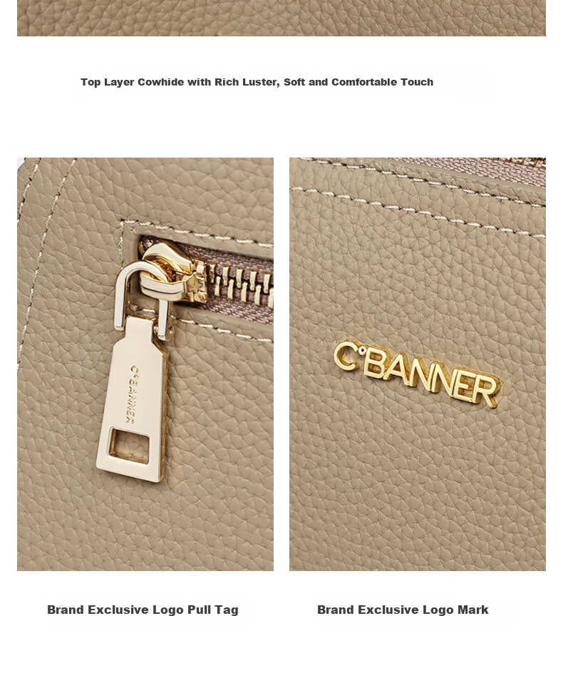 C.BANNER Top-Grain Leather Handbag for Women, Crossbody Bag, Shoulder Bag, Tote Bag, Brand Birthday Gift for Girlfriend on May 20 7
