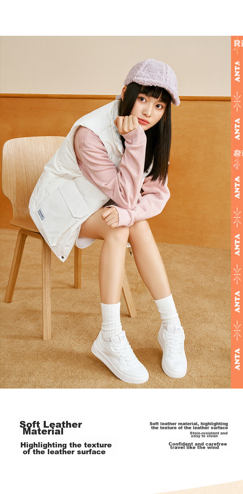 Anta Easy Lightweight Soft and Elastic Women's Summer Breathable Casual Sneakers Thick-soled Wear-resistant Height-increasing Couple White Shoes 8