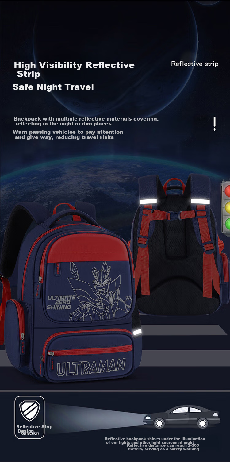 S.X-ZEBRA Ultraman Backpack for Boys, Elementary School Students in Grades One to Six, Boys' Lightweight Spine-Protecting Children's Backpack 10