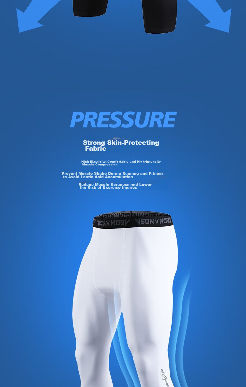VEIDOORN Basketball Compression Breathable High-Elasticity Leggings V7310B White Capri Pants Size L 10