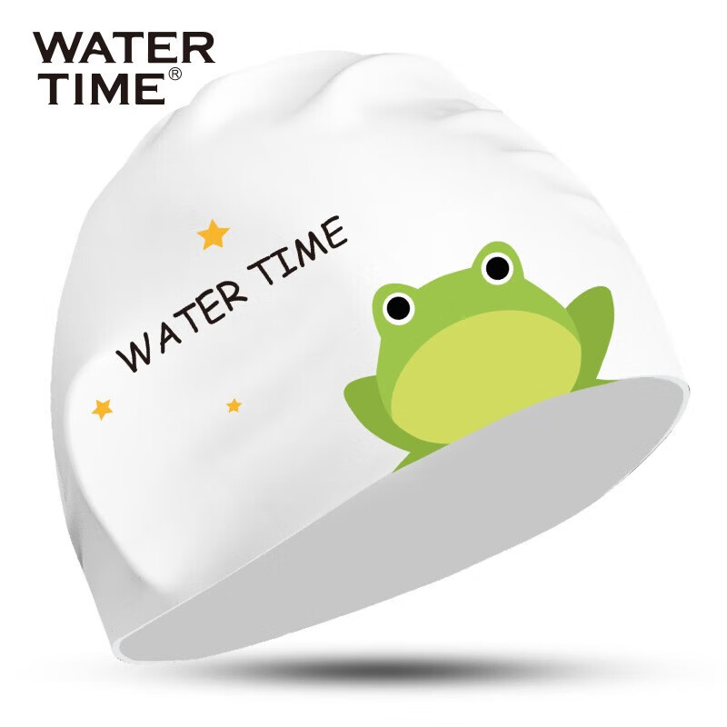 Детская шапочка для плавания WATERTIME, водонепроницаемая, из силикона, с защитой ушей, дизайн "Лягушонок и Маленький принц"