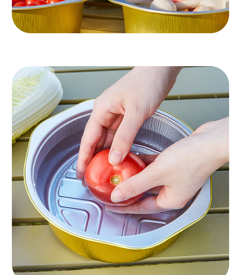 BJ Aluminum Foil Pot, Disposable Hot Pot Set, Takeout Packaging Box, Round Outdoor Barbecue, Heatable, 1430ml, 5 Pieces 13