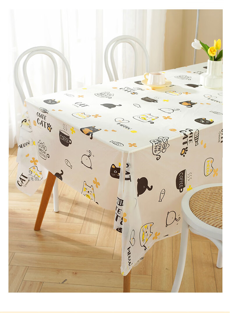 Jingxun Disposable Tablecloth, Thickened, Fresh Printed Design, Waterproof Table Cover, for Home Use, Square Shape, 10 Pieces, 1.8m X 1.8m 3