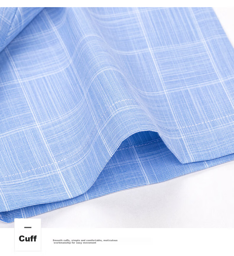 FIRS Short-Sleeve Plaid Shirt for Men, Casual Business Formal Wear for Middle-Aged Men, 2004 Blue Short-Sleeve, Size 38 14