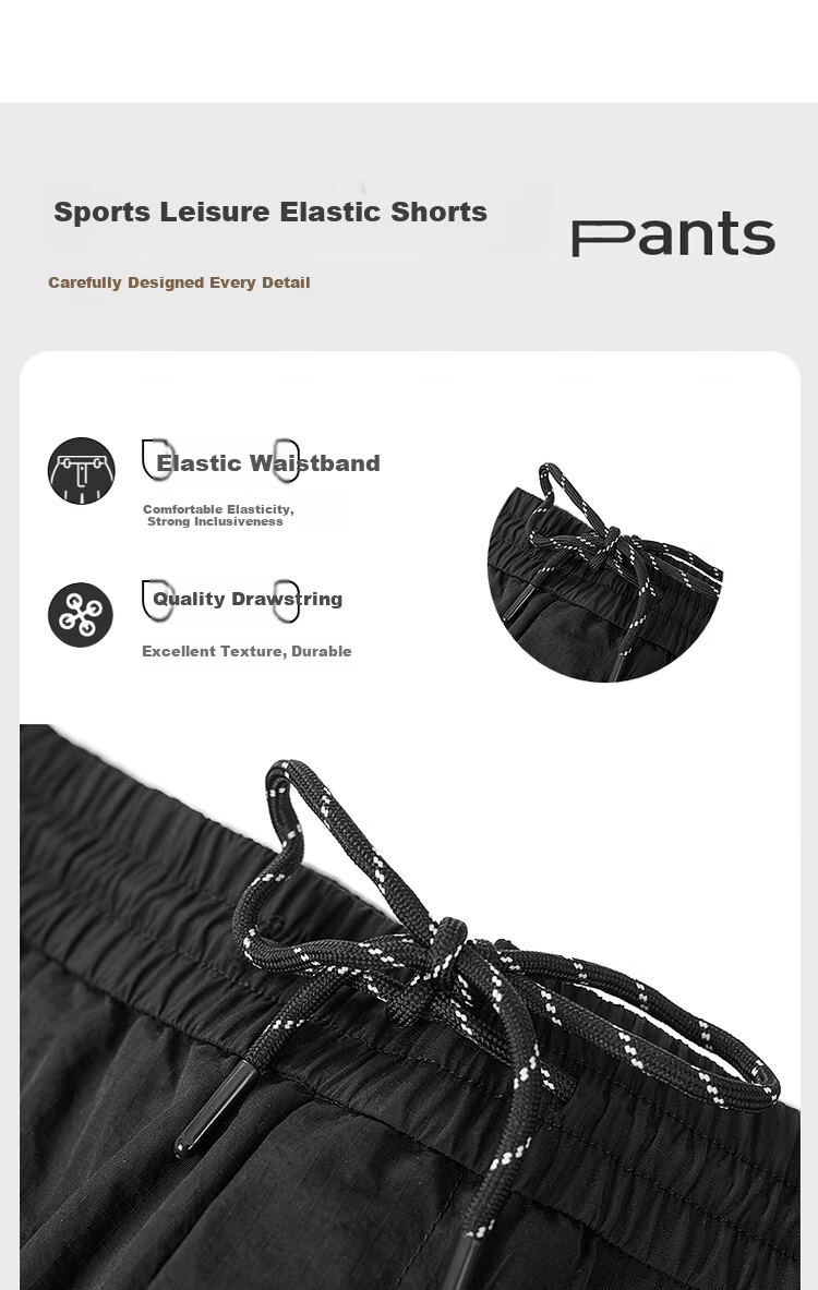 DANCING WOLVES [Draping And Wrinkle-Resistant] Summer Quality Elastic Casual Pants Men's Casual Shorts 001 Black 52/L 2