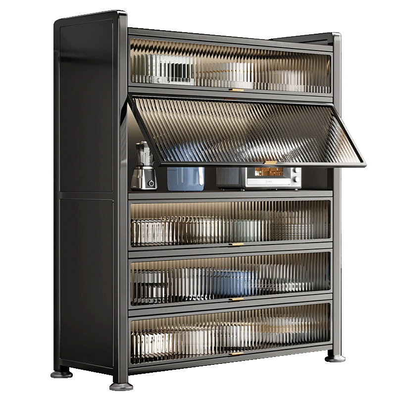 Jiabangshou Kitchen Storage Rack, Floor-Standing Multi-Tier Spice Rack, Microwave Oven Shelf, Dish Cabinet, Storage Cabinet, Organizer Cabinet, 6 Layers, 80cm