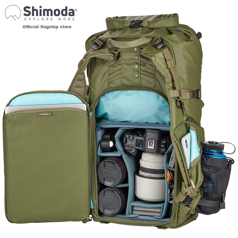 Shimoda Photography Bag, Professional Outdoor Camera Bag, Lightweight Travel DSLR Bag, Tenmoku Tadashita Yidong Action X50v2 Medium-Sized DSLR Inner Liner Set, Army Green, 520-140