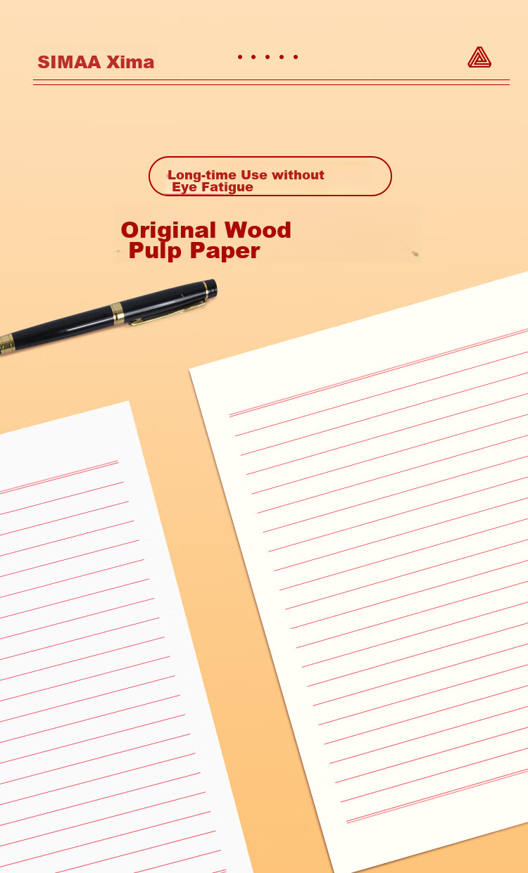 SIMAA , 10 Packs of A4/20 Sheets Letter Paper, Specialized Paper for Party Application, Single-Line Letter Paper, College Student Application Form, Note Paper, Application Specialized Manuscript Paper, Red Horizontal Grid Writing Paper 4