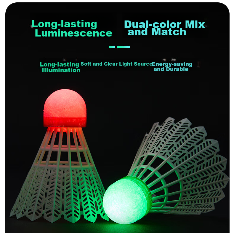KAWASAKI Badminton Nylon Shuttlecocks, Durable Night-Luminous Fluorescent LED Lighted Nylon Shuttles N10PRO (Set of Four) 5