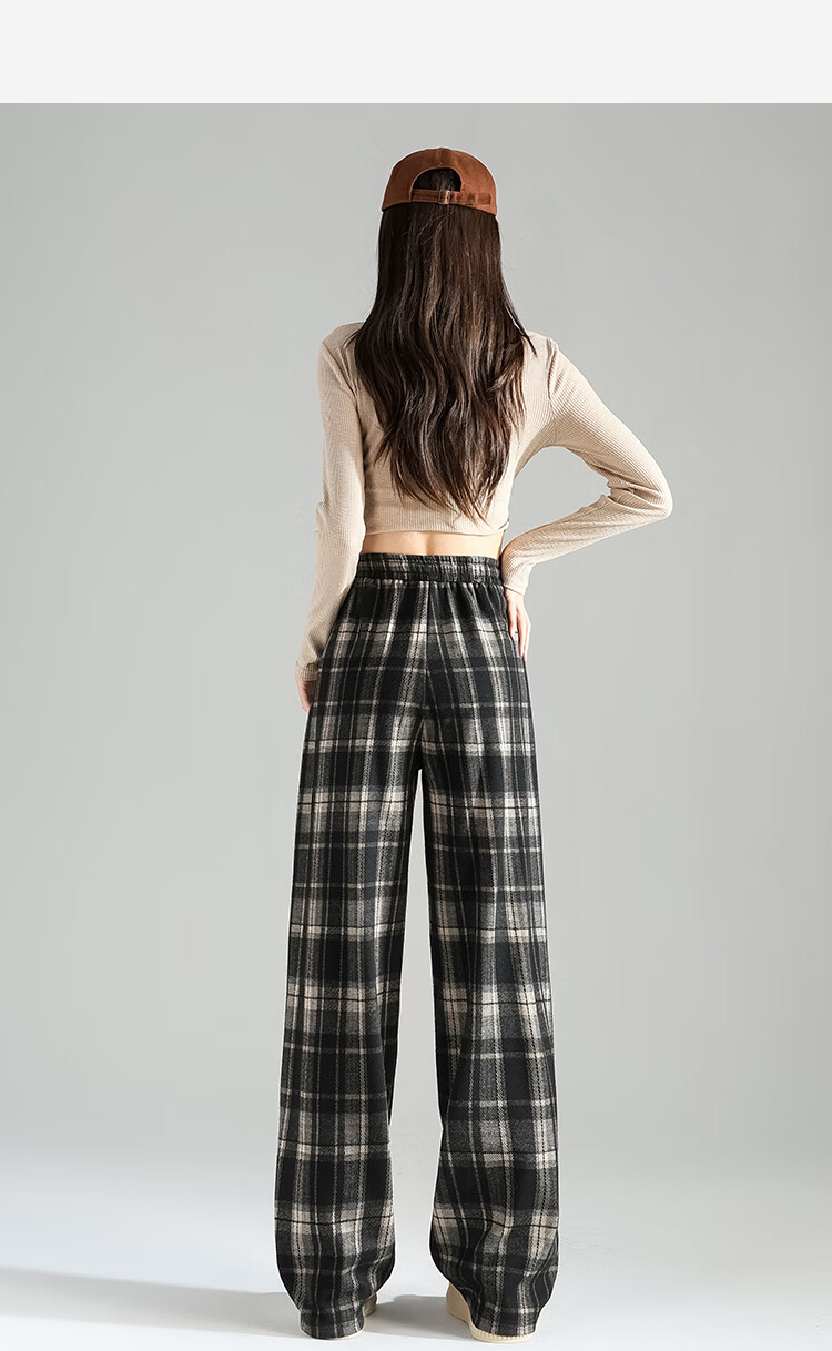 TonLion 2026 Autumn And Winter Women's Slimming Elastic-Grid Casual Pants, Loose Fit 11