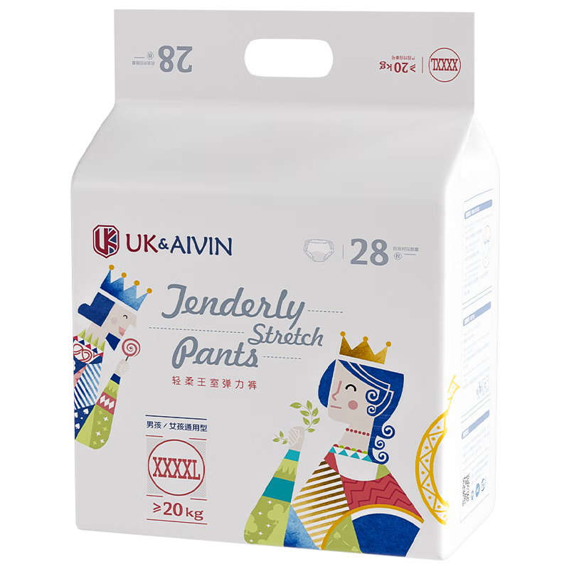 Aiweier Alvin [No Carbamide Ammonia Detected], UK Royal Breathable Ultra-Thin Pull-Up Diapers, XXXXL Size, 28 Pieces