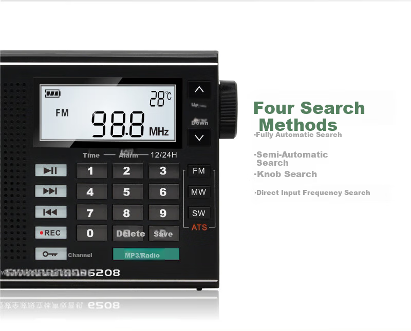 Panda 6218 Portable Bluetooth Radio, Full Bandwidth Stereo, Multifunctional Semiconductor Car Backup, Gift for Elderly 3