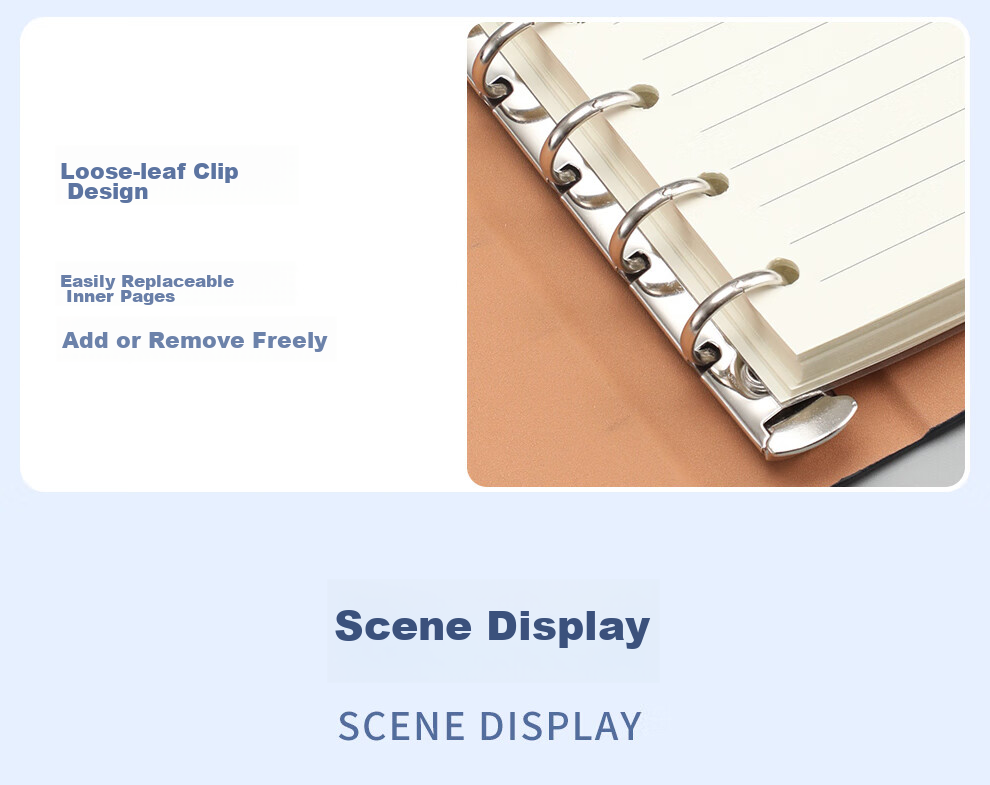 Jiaranheng A7 Loose-Leaf Notebook, Pocket-Sized Business High-Quality Portable Mini Notebook, Detachable Replaceable Inner Pages, Journal Notebook, Small Notepad, Customizable, Reddish-Brown Color 10