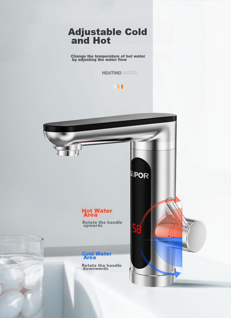 SUPOR Electric Water Heater with Instant Heating, Fast Kitchen Hot Water Dispenser, Household Stainless Steel Model, 3000W 7