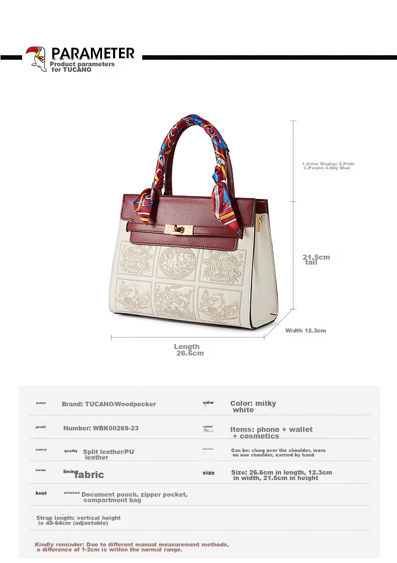 TUCANO Women's Handbag, Cowhide Leather Tote Bag, Chinese Style Embroidery, Mom Bag, Light Luxury Large Capacity Shoulder Crossbody Birthday 520 Gift 11