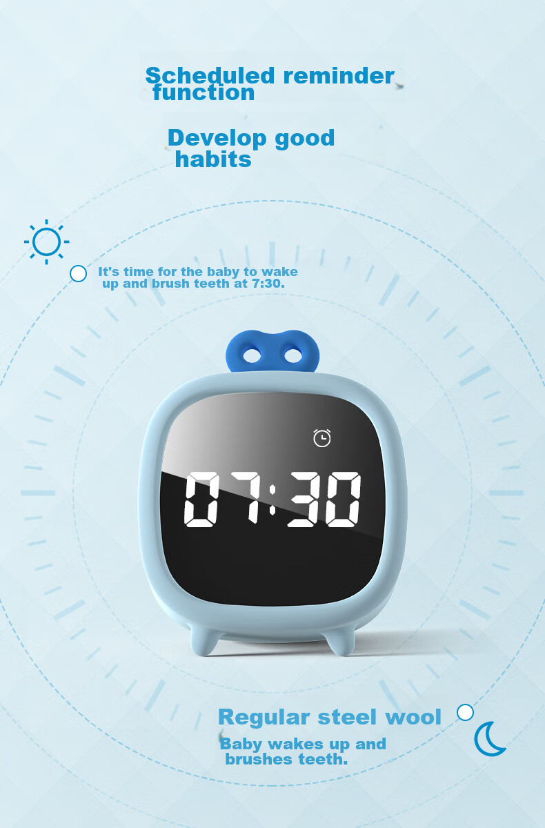 TEN-WIN Elementary School Student Smart Alarm Clock AI Time Management Device Multilingual Translation Learning Stationery Children's Official Textbook Visual Electronic Clock 1204 Blue 6