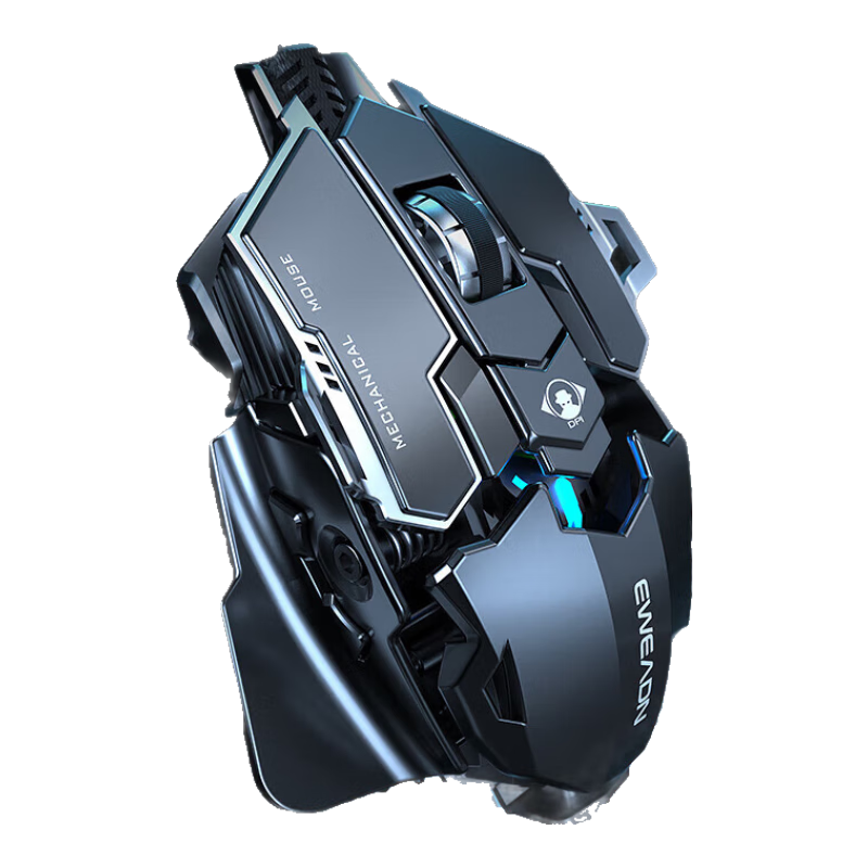 EWEADN G5 Gaming Mouse, Ergonomic Wired Computer Laptop Low-Profile Mechanical RGB Lighting Effects Peripheral with Macro Programming, 12800 DPI, Specially Designed for Medium And Large Hands, Black