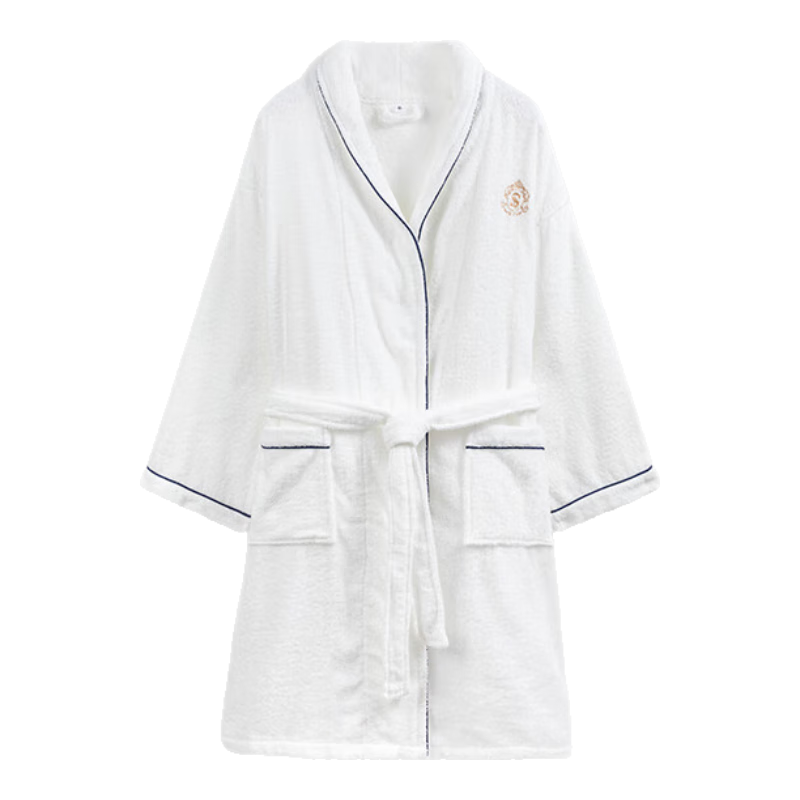 Sanli Five-Star Hotel Bathrobe, Pure Cotton, Absorbent And Quick-Drying, Adult Home Bathrobe, Men's Autumn And Winter Long Bath Towel, White, M Size
