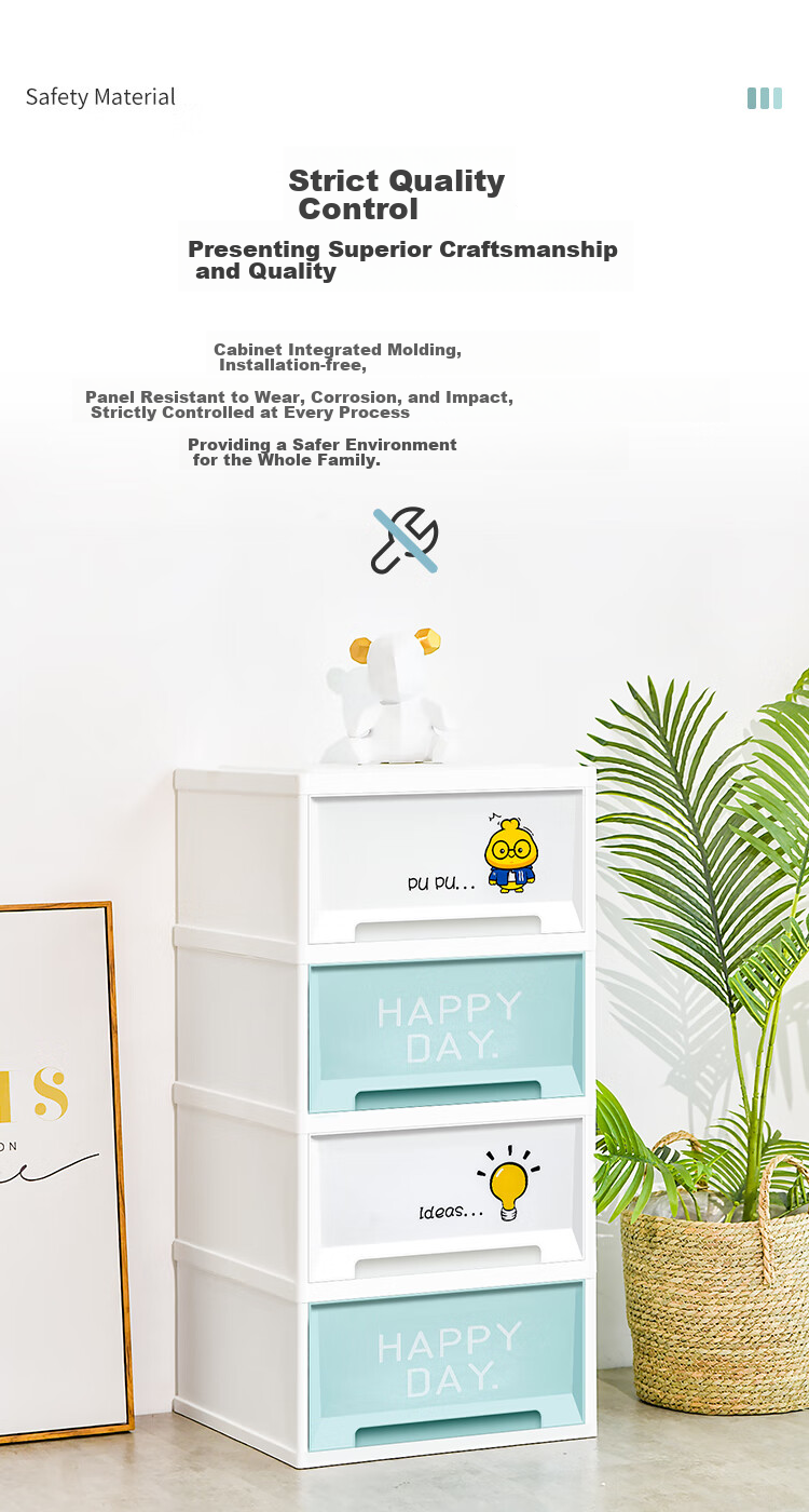 Xitianlong, No-Installation Storage Cabinet, Simple Wardrobe, Bedside Table, Children's Snack And Toy Storage Cabinet, 4-Tier Bird-Shaped Desig 10