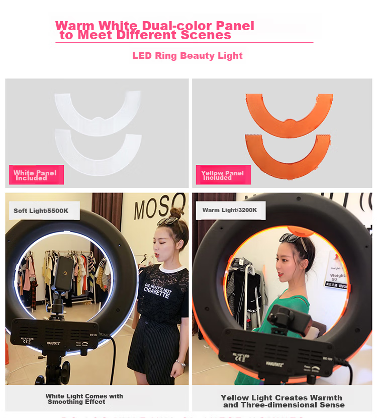Hakutatz 55cm Live Streaming Fill Light, Beauty Enhancing, Skin Softening, Face Slimming LED Ring Light, TikTok Influencer Photography Lighting Equipment, Floor-Standing, Professional Photography Use 1