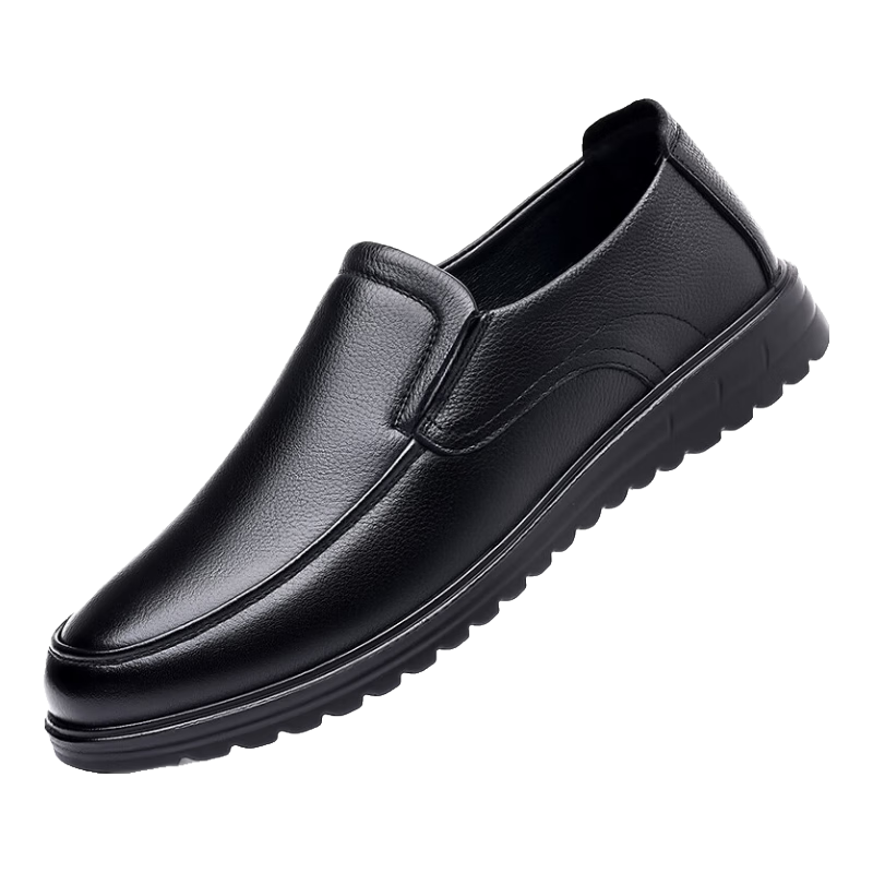 EGCHI Men's Leather Shoes, Business Casual Shoes, Top-Grain Cowhide Slip-On Driving Shoes, C8833, Black, Size 39