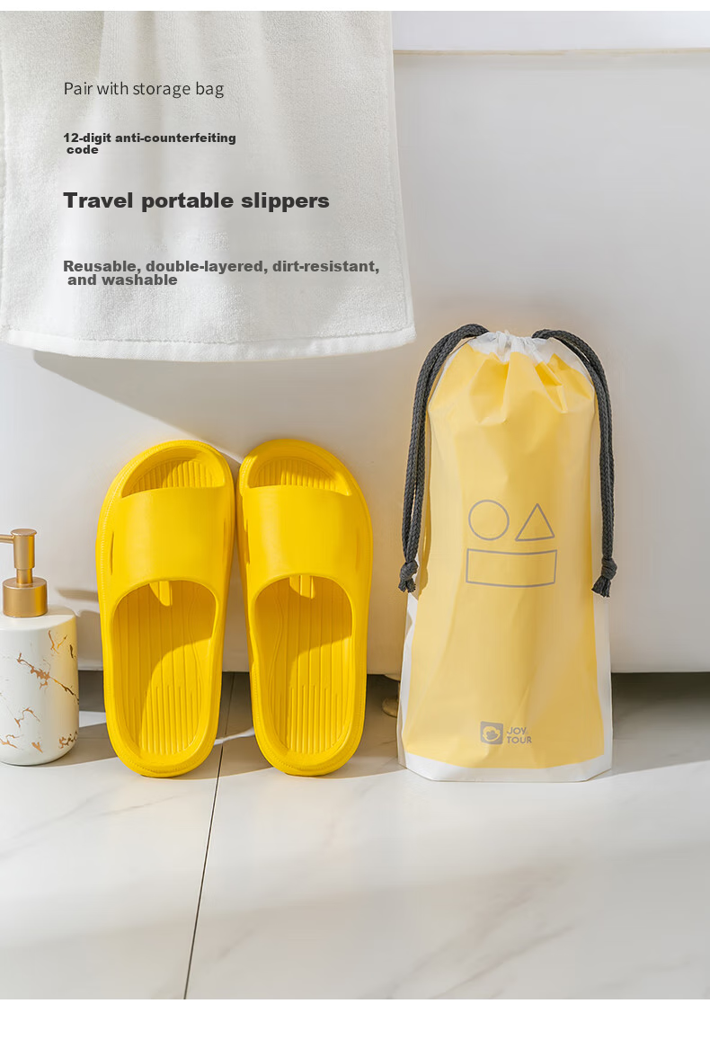 JOYTOUR Disposable Slippers, Portable Bathroom Non-Slip Couple Sandals for Women, with Storage Bag, Yellow, Size 38-39 10