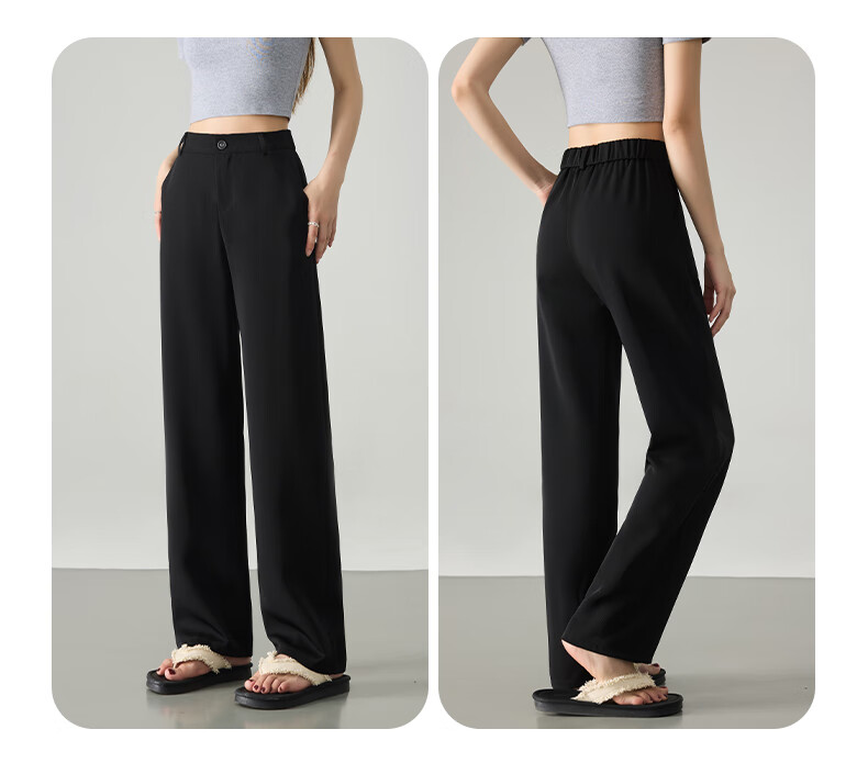 LangSha High Waist Straight Leg Suit Pants for Women Spring Summer Lightweight Draped Slim Wide Leg Casual Work Trousers 4