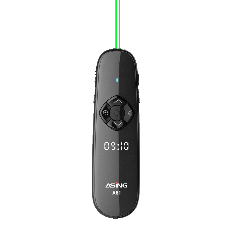 ASiNG A81 Dual Laser Pointer, Teacher's PPT Page-Turning Pen, LED Screen Seewo Whiteboard Presentation Pen with Time Display And Countdown, Focused Magnification Dual Interface 32G Green Light