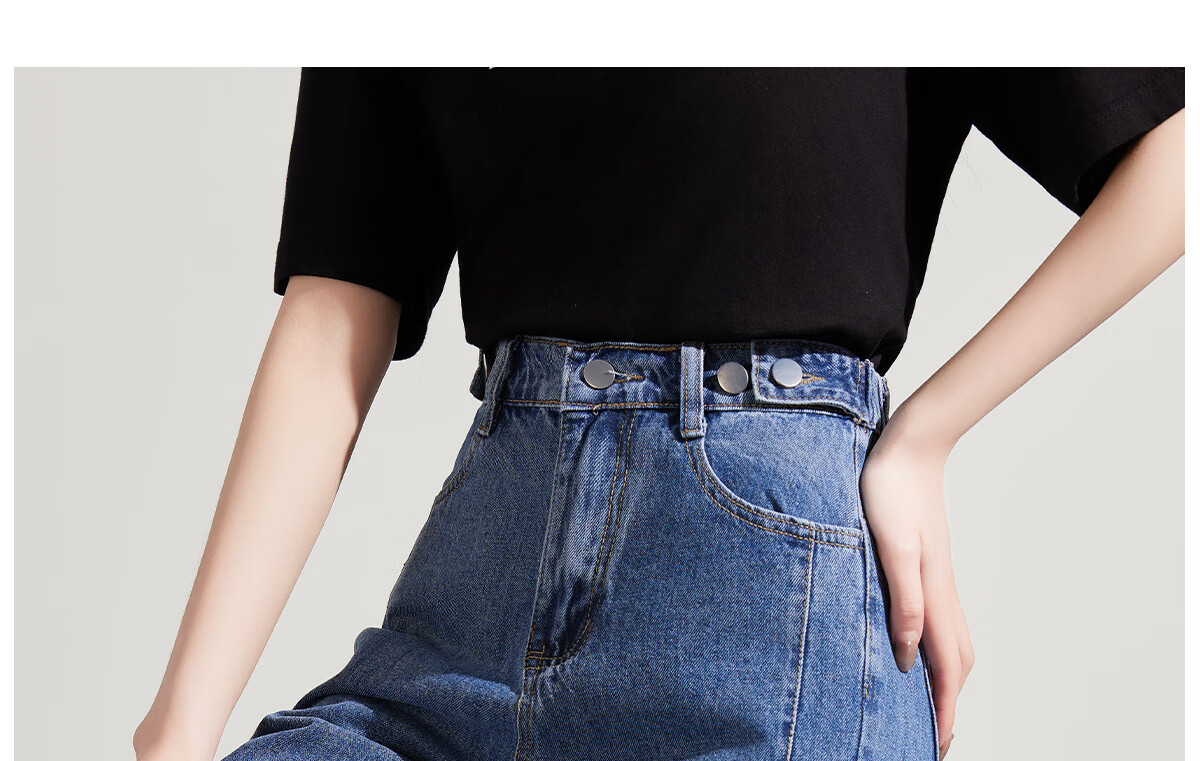 Halo Queen Women's Denim Shorts, Summer A-Line, Contrasting Colors, Slimming, Retro Hot Pants, High-Waisted, Leg-Lengthening, H52N030 23