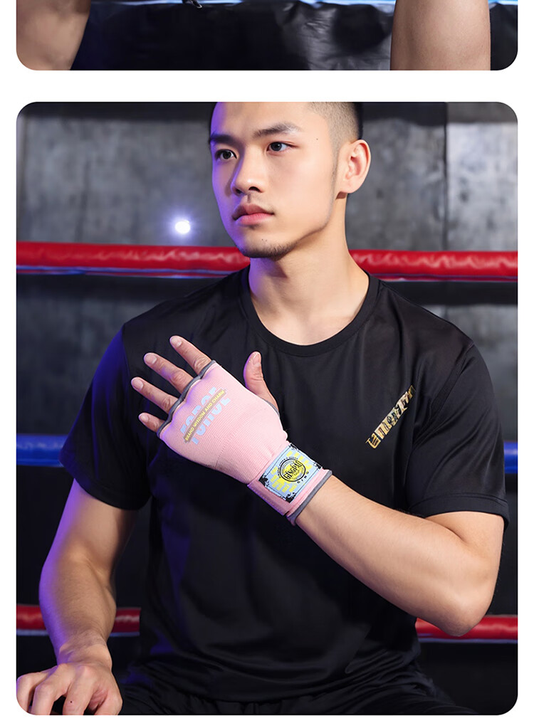 Jingpai Gel Fingerless Gloves, Boxing And Muay Thai Hand Wraps, Thickened Boxing Hand Guards for Men And Women, Orange, Size L 12