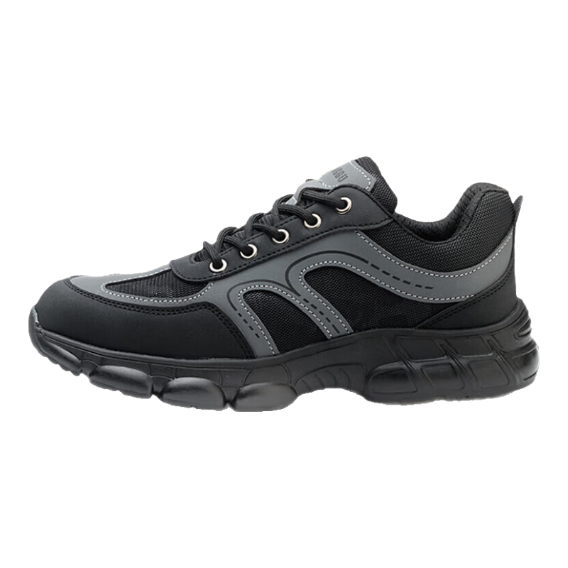 Dinggu Safety Shoes for Men with Steel Toe Cap, Anti-Smashing, Puncture-Resistant, Construction Site Work Boots with Steel Plate, Soft Sole, Wear-Resistant 1067 Heihui41