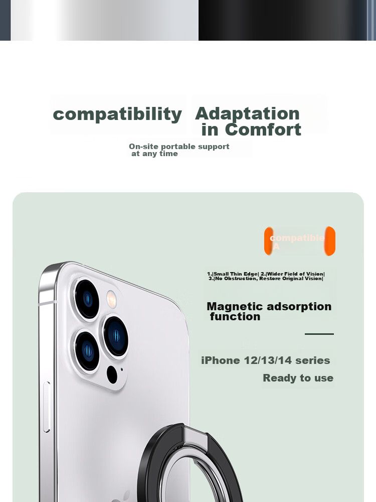 ESCASE Magnetic Phone Ring Holder for Apple IPhone 14 Pro And Huawei Mate 50, IPad Desktop Stand, MagSafe Compatible, Metal Alloy, Rotatable And Detachable, White DMF-02 Upgraded Versio 10