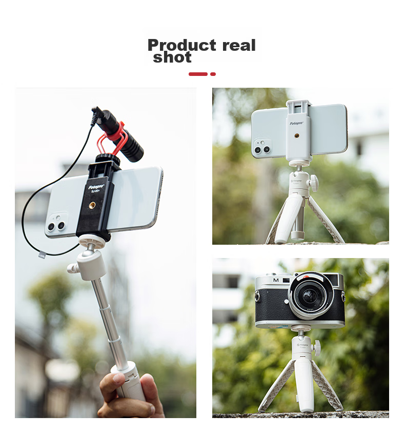 Fotopro TL-601 Portable Mini Camera Mirrorless Tripod, Phone Desktop Stand, Live Streaming Vlog Extendable Selfie Stick, Phone Tripod, White 8