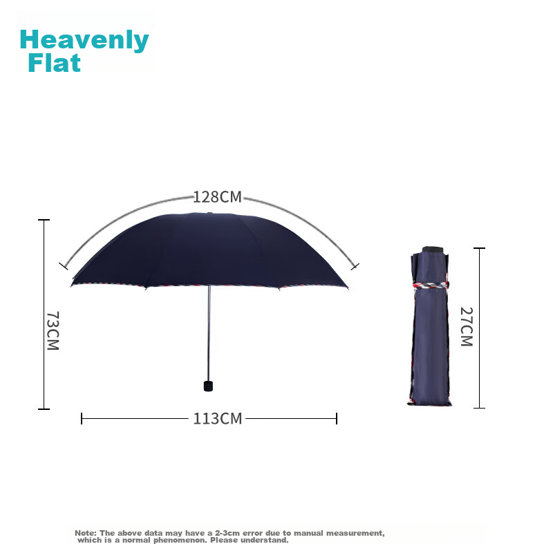 Paradise Umbrella Large Three-Fold Umbrella Dual-Use Business Umbrella Classic Plaid 10-Rib Large Umbrella Navy Blue Unisex