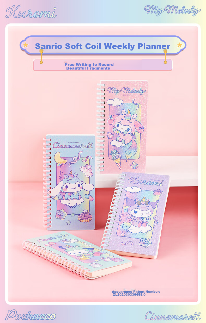 GuangBo X Sanrio Collaboration Standing Spiral Notebook, Mini Notebook, Pocket Notebook, High-Quality Planner, Journal, Diary, 75*105mm/80 Sheets, Banrenyu KT81408 1