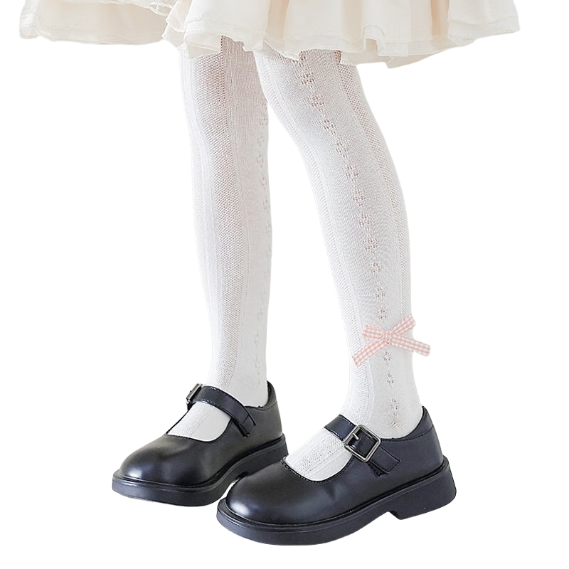 Aibaoshi Girls' Socks, Spring And Summer Style, Tights, Children's Lolita Long Tube Mesh Socks, Size L, Bow Tie T137