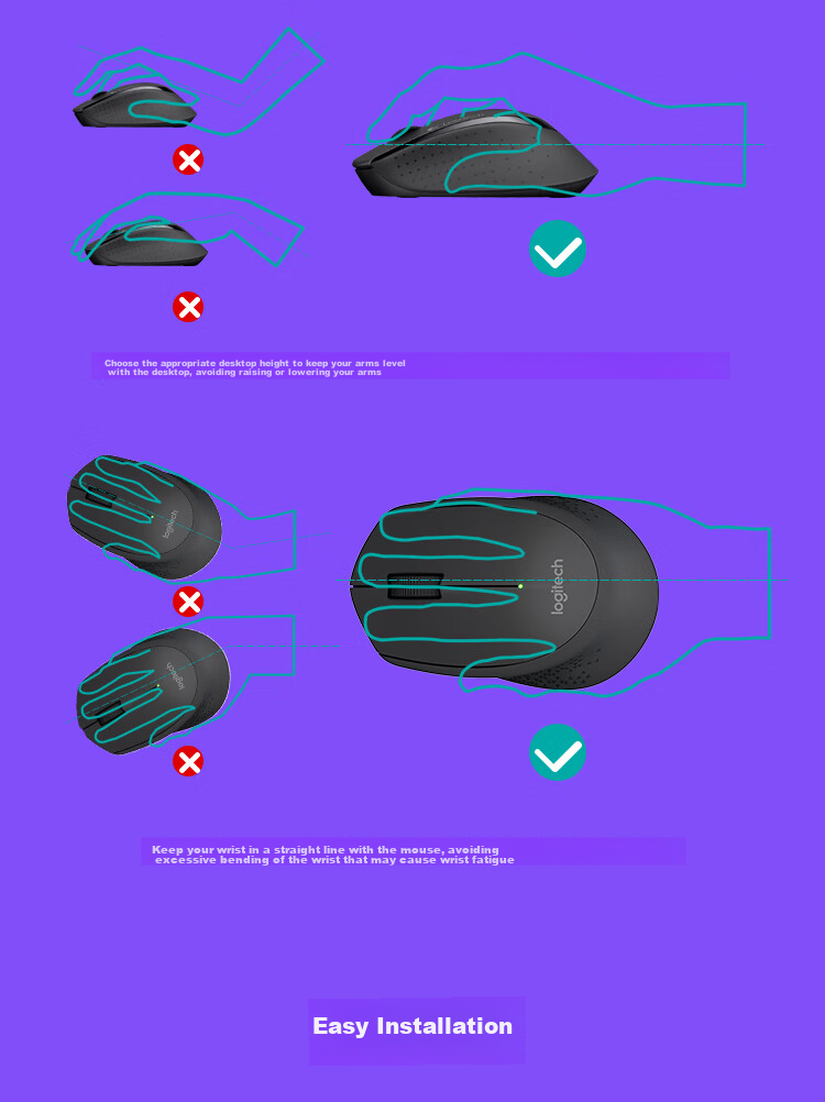 Logitech M280 [Enterprise Grade], Wireless Office Mouse, Right-Handed Laptop Mouse, Ergonomic Design, with Wireless 2.4G Receiver, Gray [Order Bonus] 9