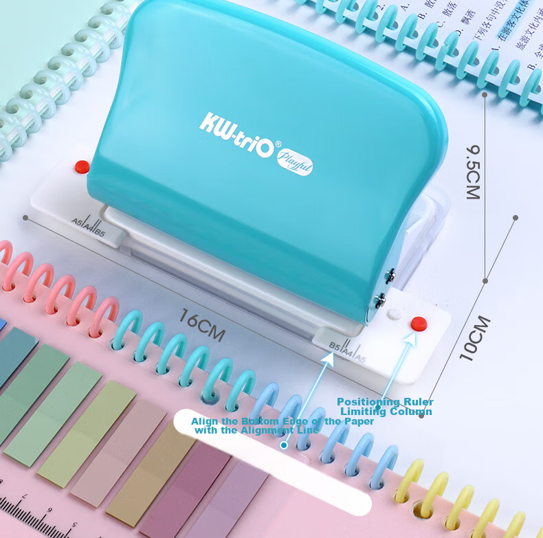 KW-Trio 20/26/30-Hole Puncher, Student Stationery Binding Tool for Loose-Leaf Notebooks, 10-Hole Puncher, Learning Aid, Student DIY Journal Tool, Hole Puncher 5