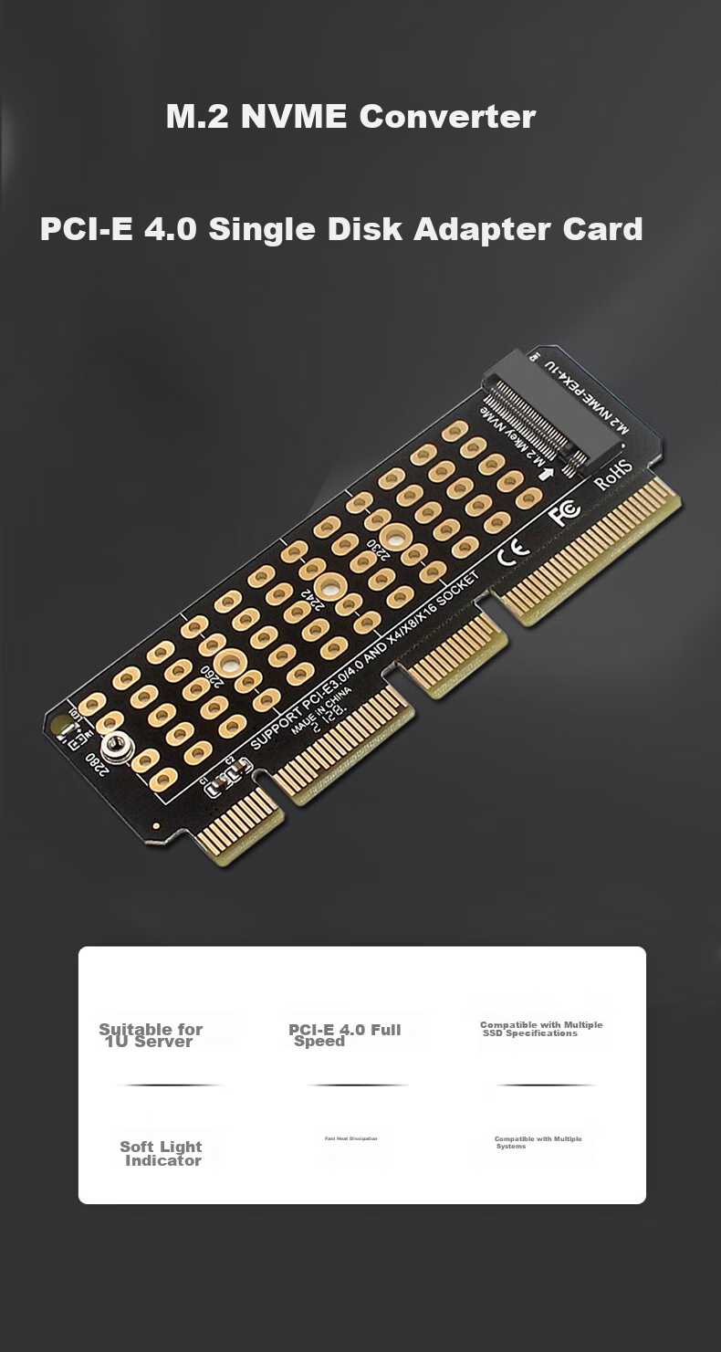 LinkStone PCIe to M.2 NVMe Expansion Card Compatible with PCIe 4.0/3.0, Suitable for Desktop Computers And Chassis, X4/X8/X16 Expansion SSD Adapter Card 1
