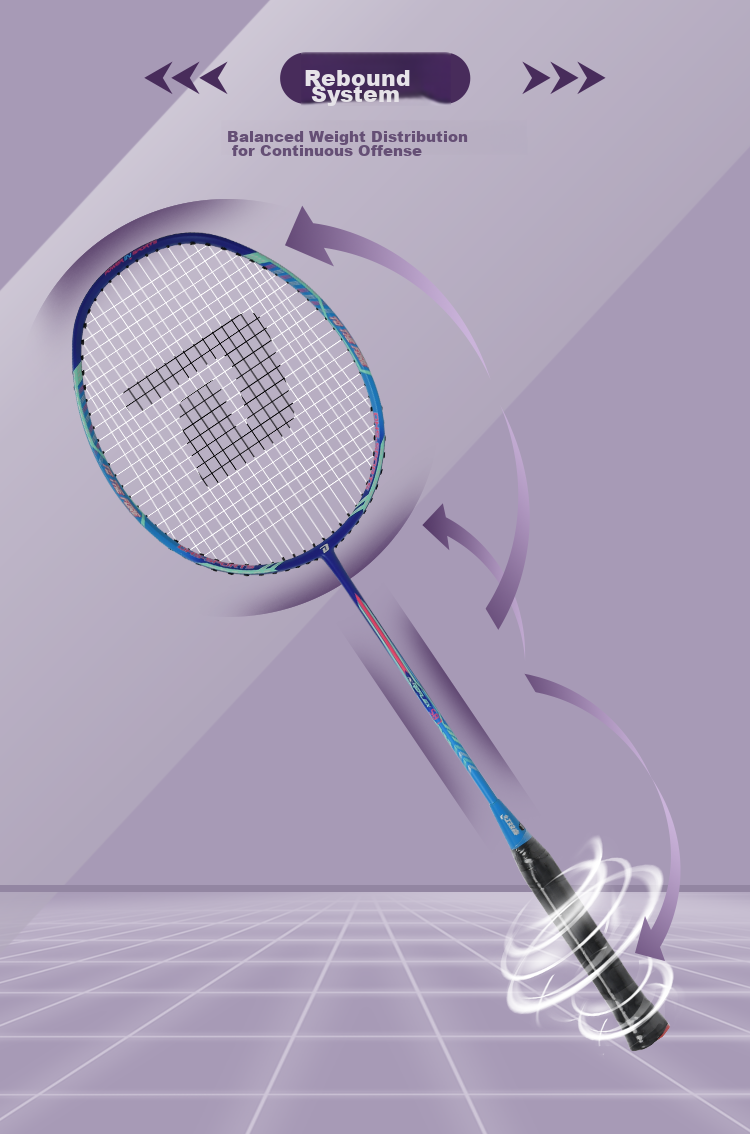 DHS Badminton Racket, Single Racket, Full Carbon, 3U Ultra-Light Offensive Type, Rui Feng 587, with 3 Shuttlecocks 3