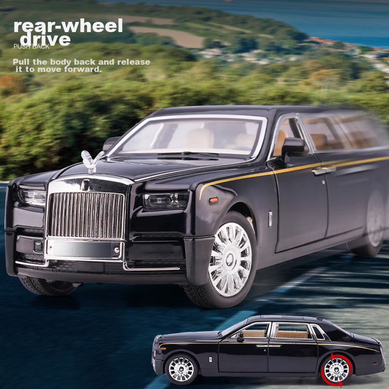 Chiyu Toys, Rolls-Royce Phantom Children's Toy Car Model, Realistic Alloy Car Model, Gift for Boys 6