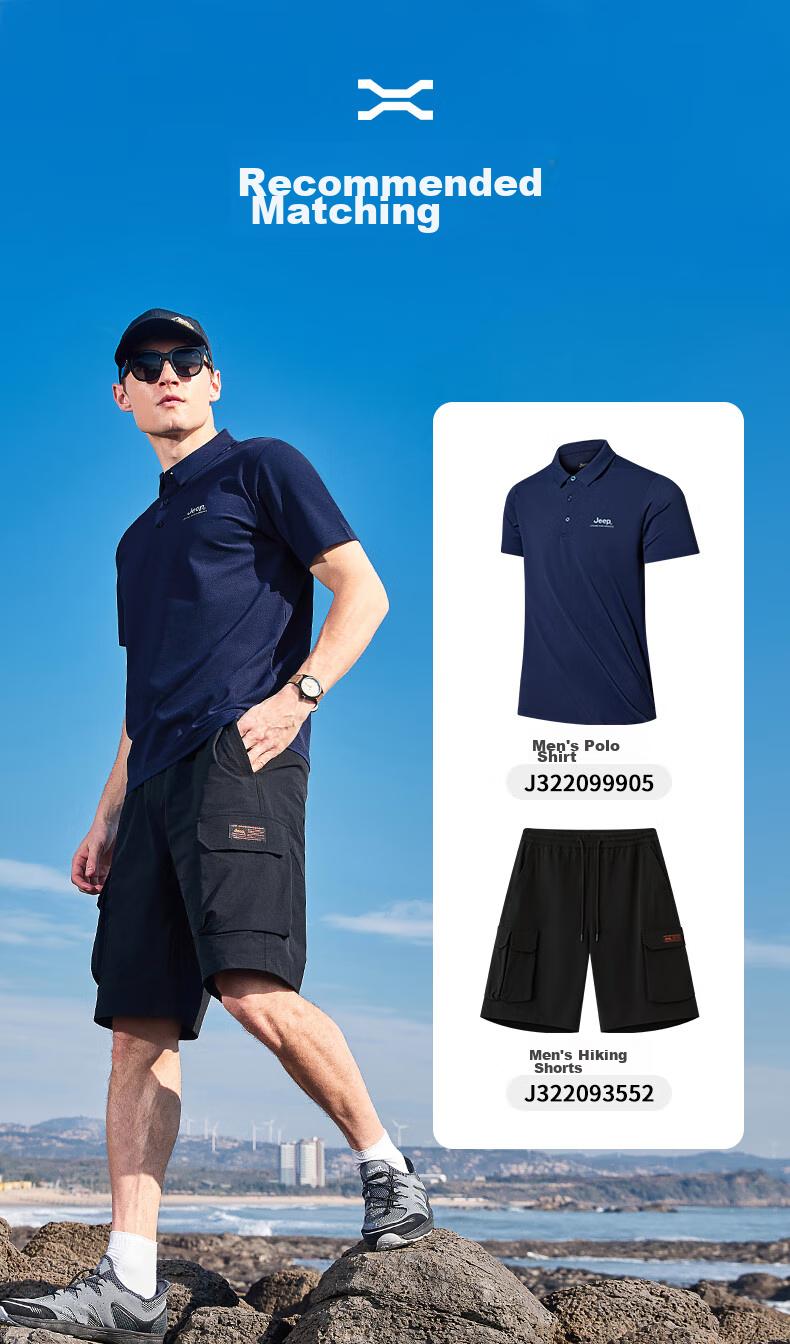 Jeep Quick-Dry Polo Shirt for Men, UPF40+ Sun Protection Short-Sleeve T-Shirt, Men's Outdoor Collared Quick-Dry Shirt, 9905 Navy Blue, 4XL 11
