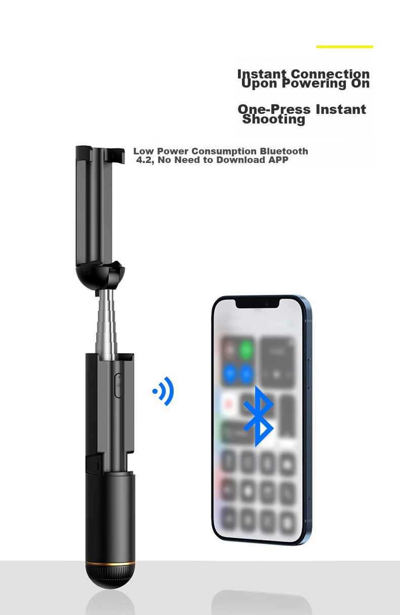 Bkayp Smartphone Selfie Stick, Handheld Mini Selfie Gadget, Portable Bluetooth Remote Control, Live Streaming And Photography Tool, Extendable Rotating Stable Anti-Shake Outdoor TikTok Video Shooting 6
