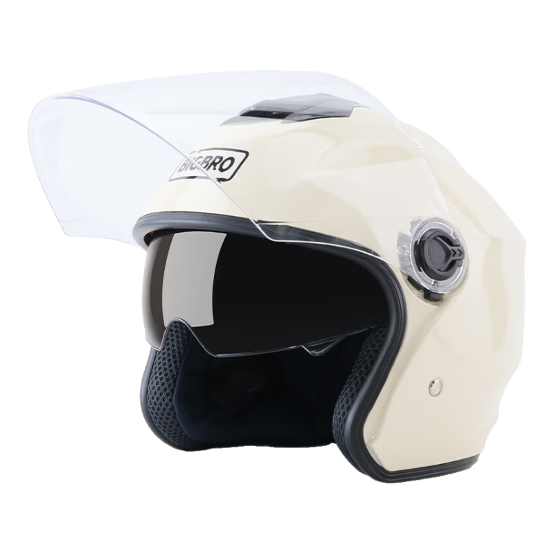 BIGBRO720 Khaki 3C Dual-Lens Motorcycle Helmet Winter Unisex Electric Scooter Four-Season Half Helmet
