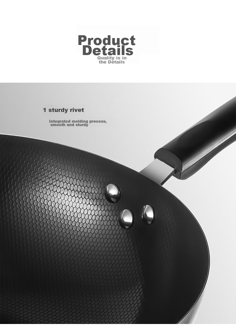 MAXCOOK Wok Iron Pan 30CM Compatible with Gas And Induction Stoves, Non-Coated, Suitable for Iron Spatula MDB-30 12
